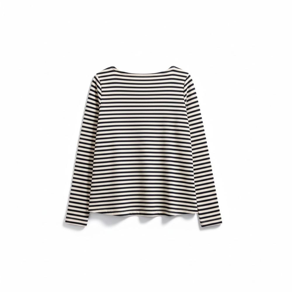 White House Black Market Women’s Dark Blue and Cream Striped Tunic size medium